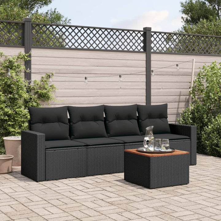 sofasæt til haven 5 dele med hynder polyrattan sort