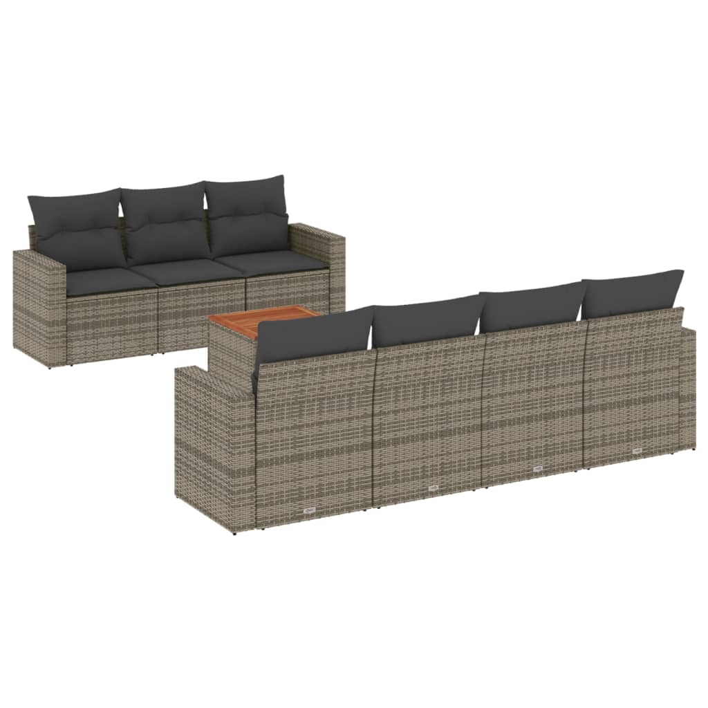 sofasæt til haven 8 dele med hynder polyrattan grå