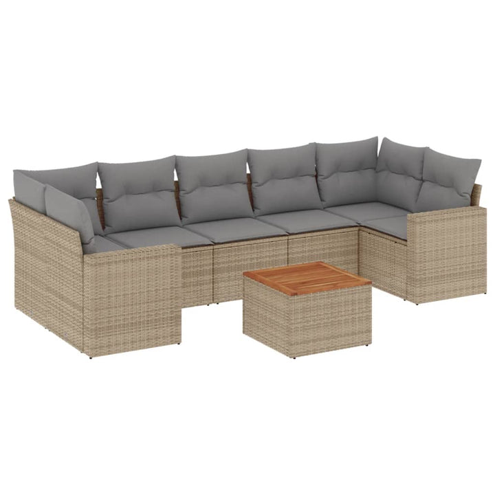sofasæt til haven 8 dele med hynder polyrattan beige