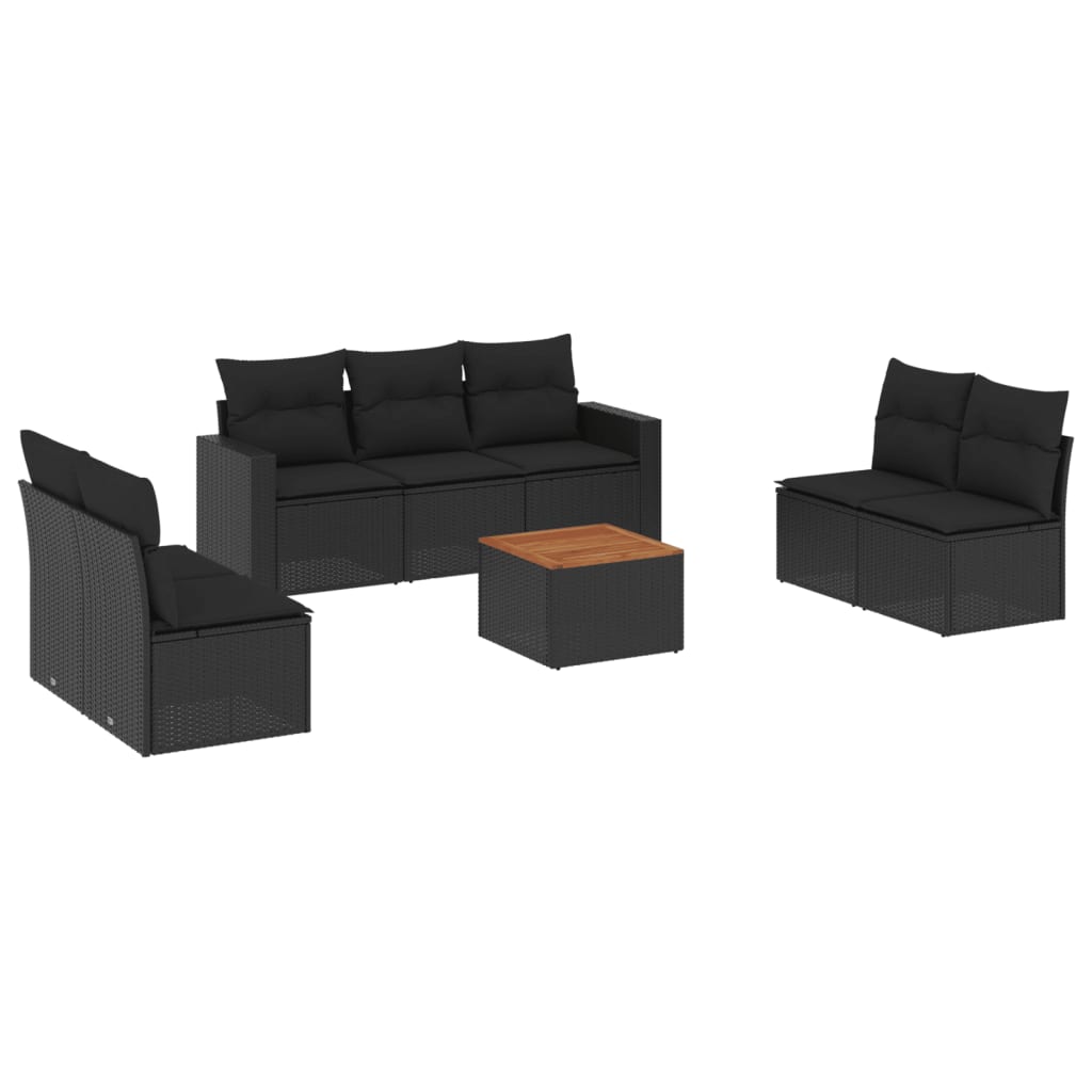 sofasæt til haven 8 dele med hynder polyrattan sort