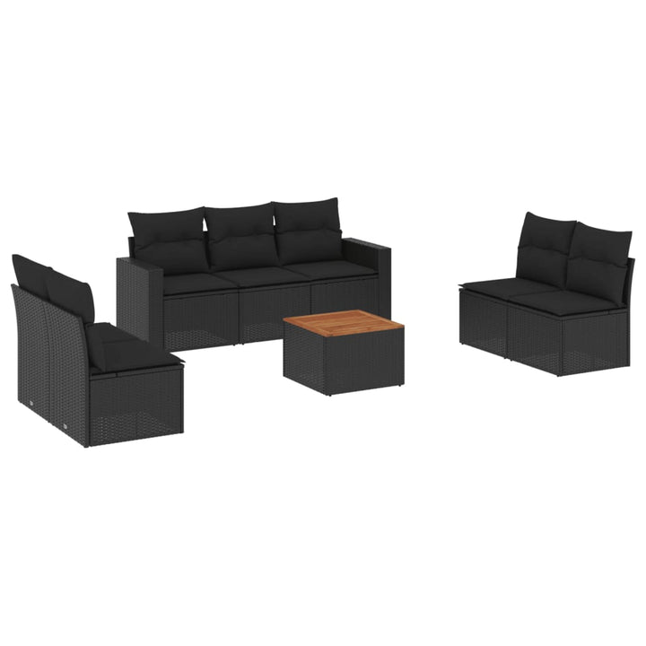 sofasæt til haven 8 dele med hynder polyrattan sort