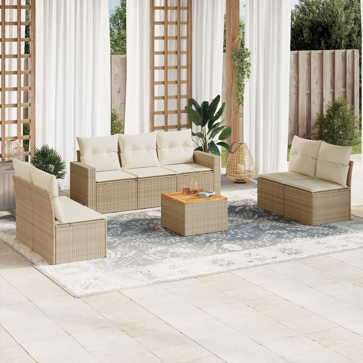 sofasæt til haven 8 dele med hynder polyrattan beige