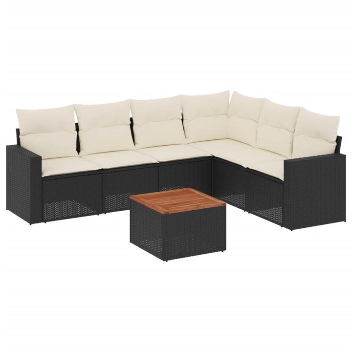 sofasæt til haven 7 dele med hynder polyrattan sort