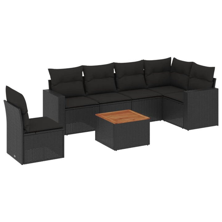 sofasæt til haven 7 dele med hynder polyrattan sort