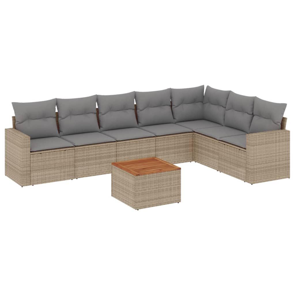 sofasæt til haven 8 dele med hynder polyrattan beige