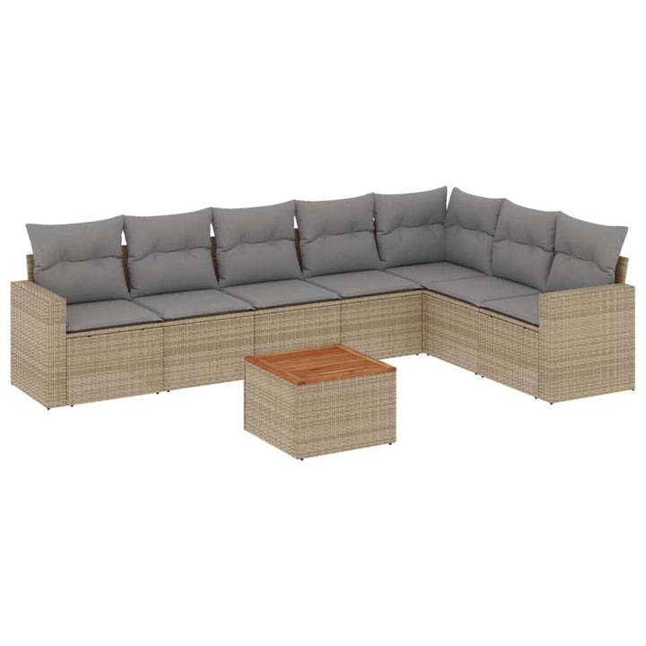 sofasæt til haven 8 dele med hynder polyrattan beige