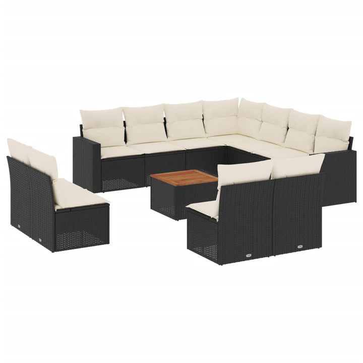 sofasæt til haven 12 dele med hynder polyrattan sort