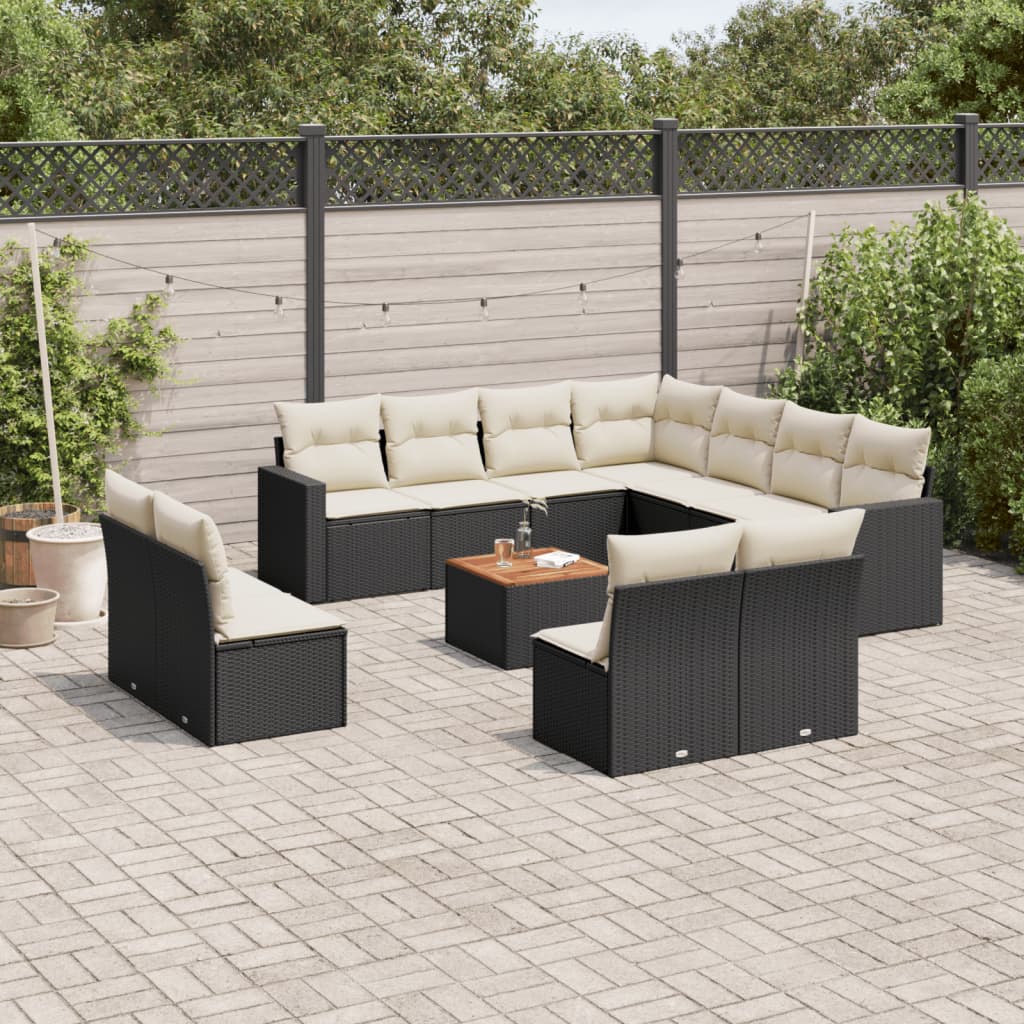 sofasæt til haven 12 dele med hynder polyrattan sort