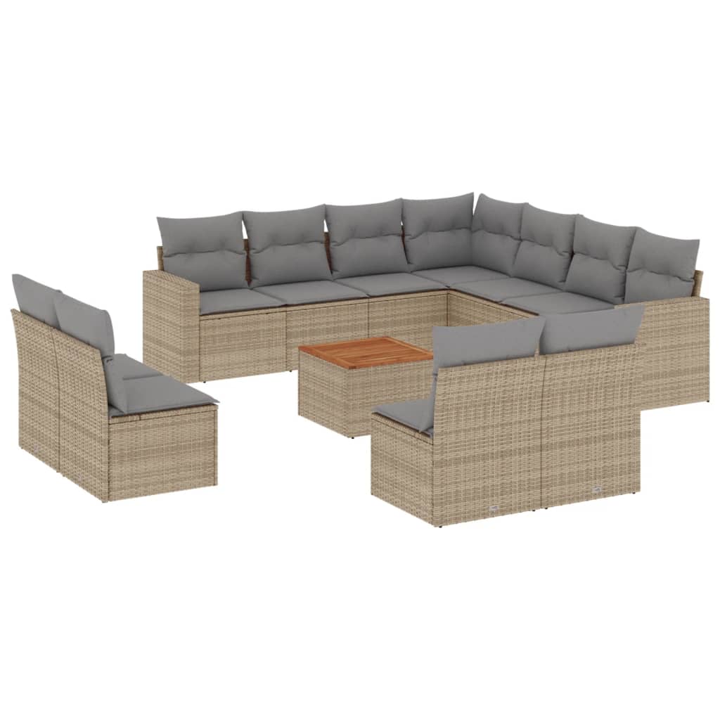 sofasæt til haven 12 dele med hynder polyrattan beige
