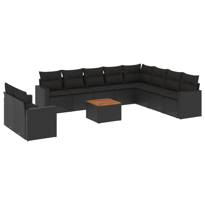 sofasæt til haven 11 dele med hynder polyrattan sort