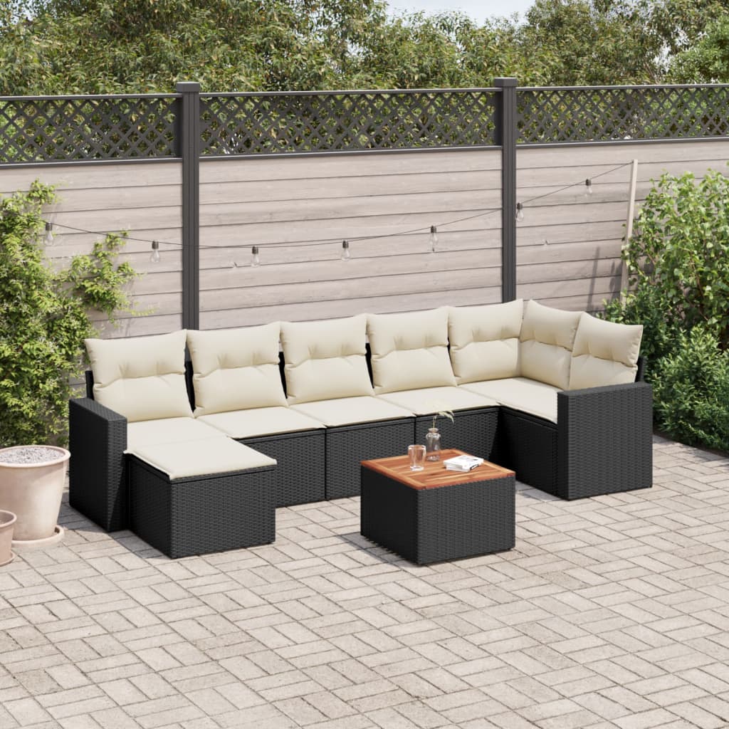 sofasæt til haven 8 dele med hynder polyrattan sort