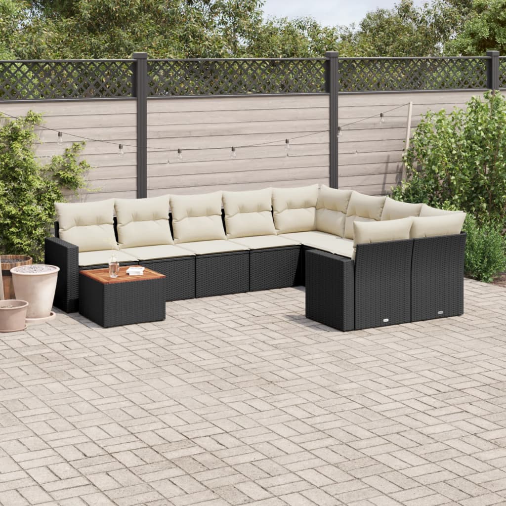 sofasæt til haven 10 dele med hynder polyrattan sort
