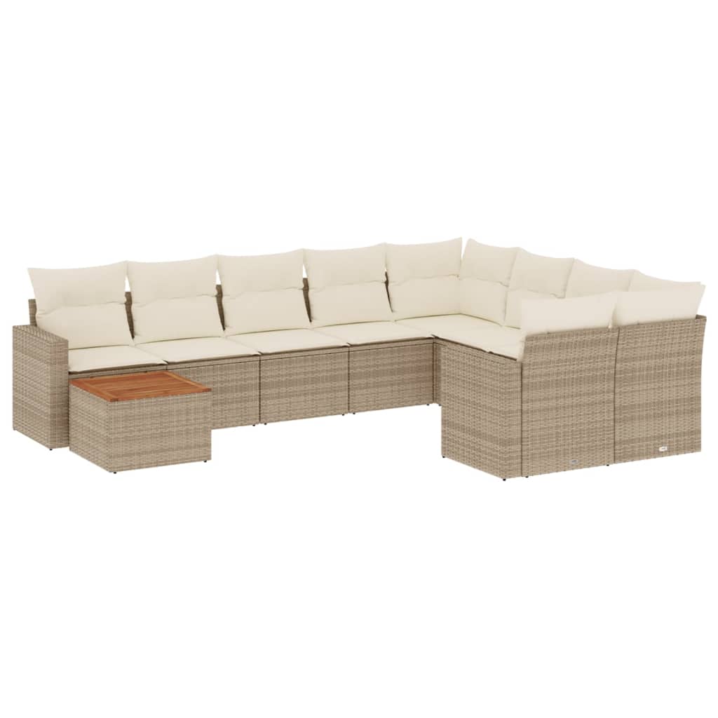 sofasæt til haven 10 dele med hynder polyrattan beige
