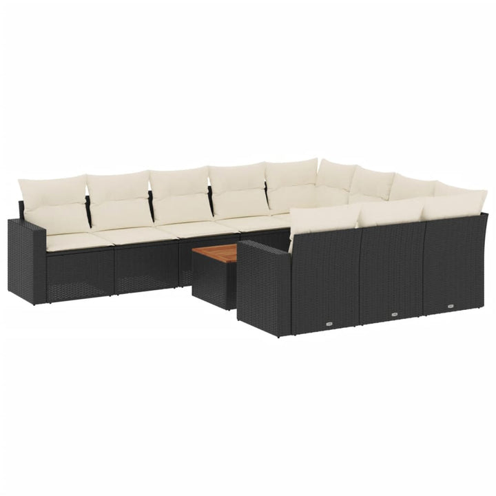 sofasæt til haven 11 dele med hynder polyrattan sort