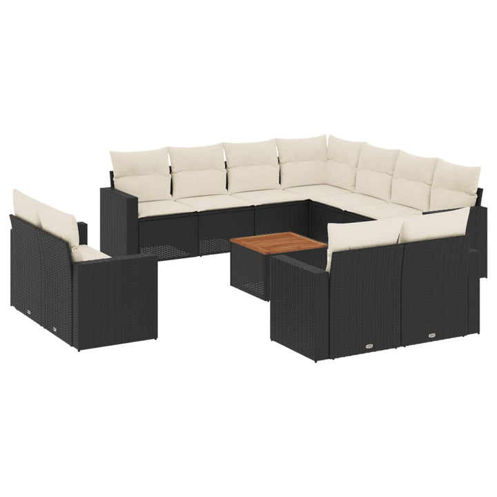 sofasæt til haven 12 dele med hynder polyrattan sort