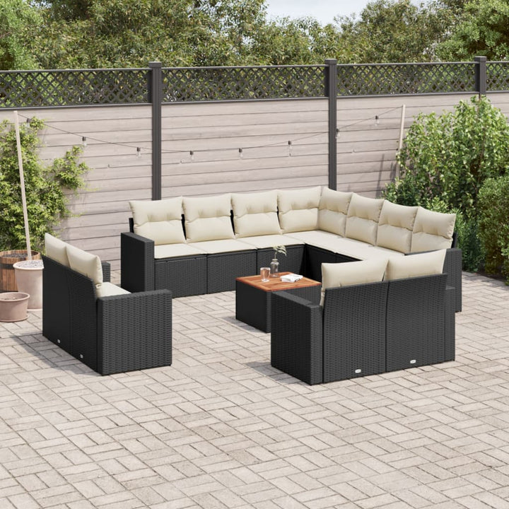 sofasæt til haven 12 dele med hynder polyrattan sort