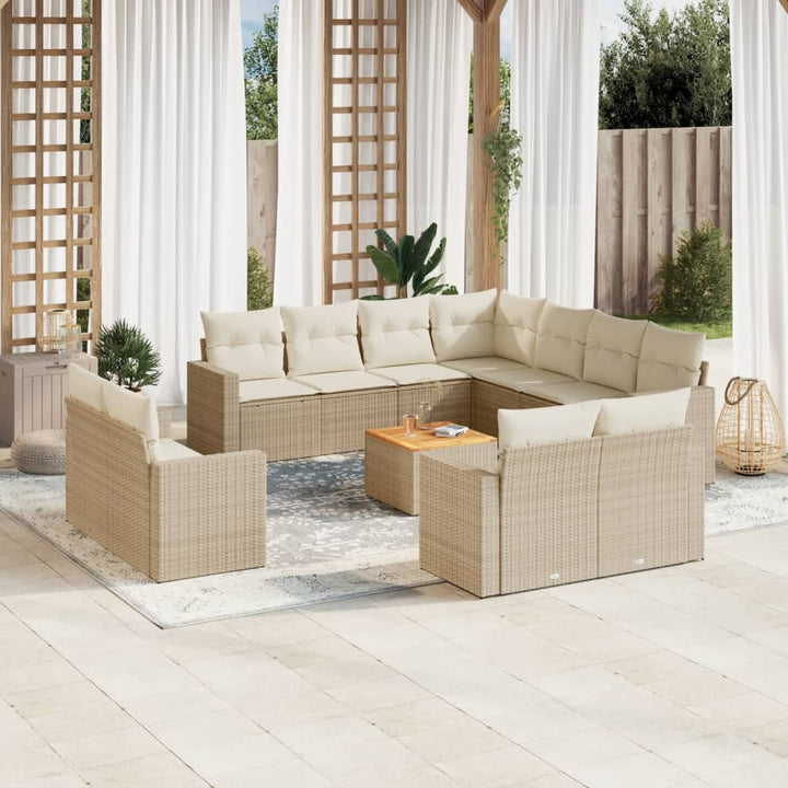 sofasæt til haven 12 dele med hynder polyrattan beige