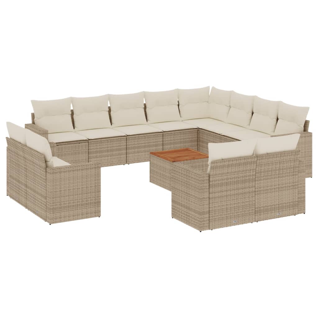 sofasæt til haven 13 dele med hynder polyrattan beige