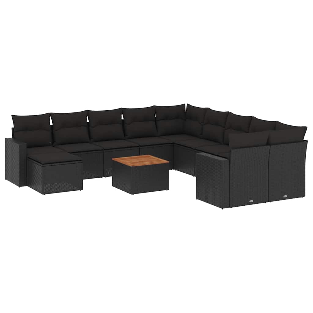 sofasæt til haven 12 dele med hynder polyrattan sort