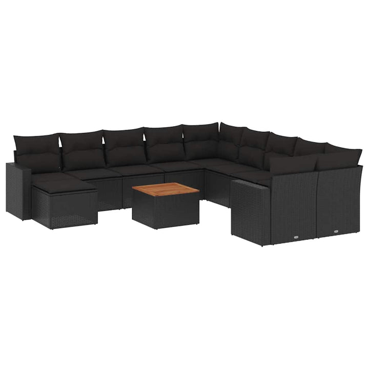 sofasæt til haven 12 dele med hynder polyrattan sort
