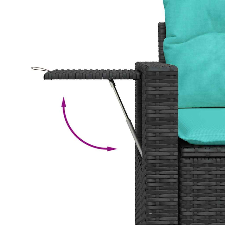 havesofasæt med 5 dele og hynder sort polyrattan