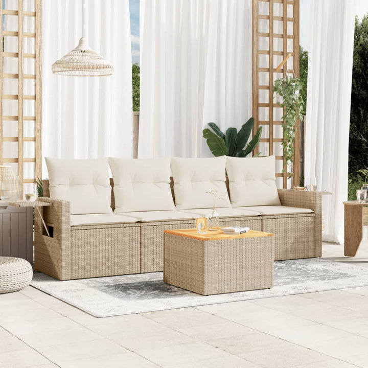 sofasæt til haven 5 dele med hynder polyrattan beige