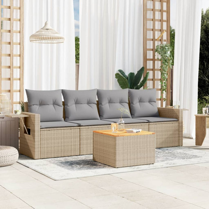 sofasæt til haven 5 dele med hynder polyrattan beige