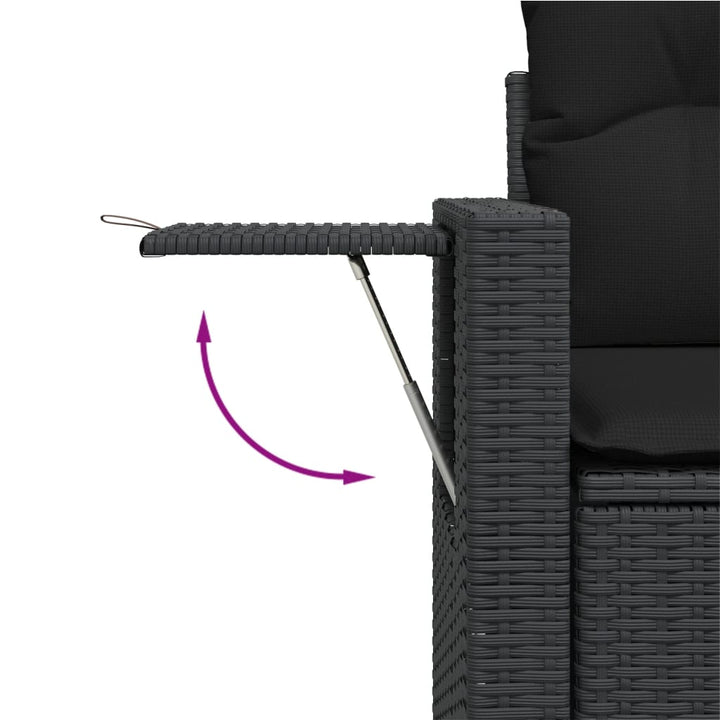 sofasæt til haven 7 dele med hynder polyrattan sort