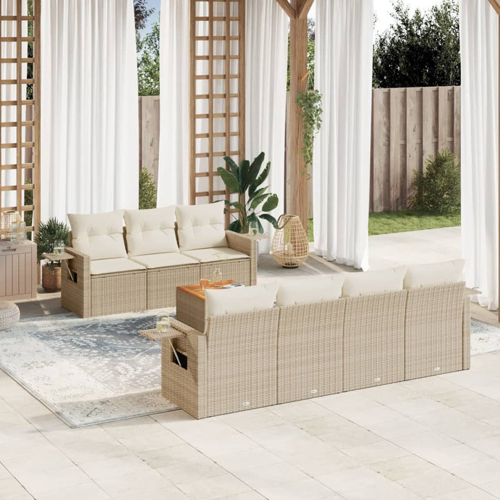 sofasæt til haven 8 dele med hynder polyrattan beige