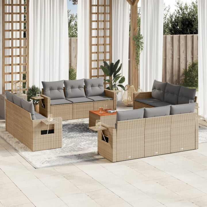sofasæt til haven 13 dele med hynder polyrattan beige