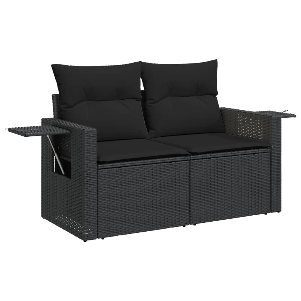 sofasæt til haven 7 dele med hynder polyrattan sort