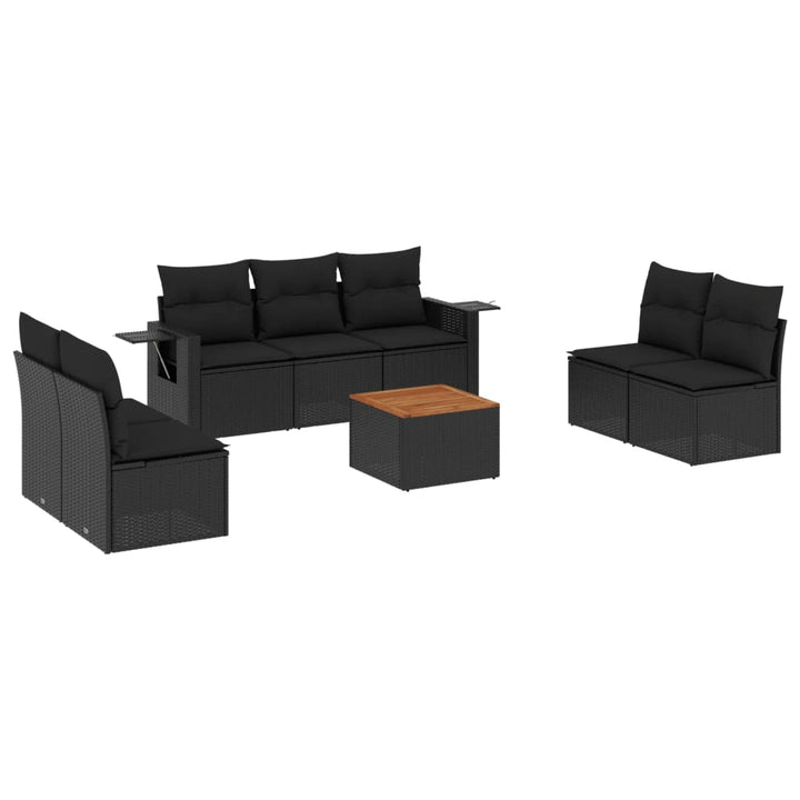 sofasæt til haven 8 dele med hynder polyrattan sort