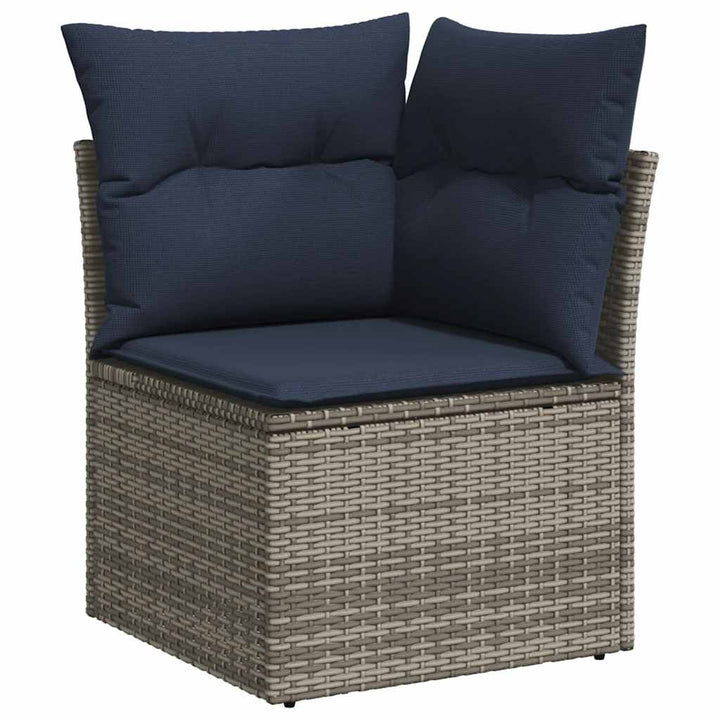 havesofasæt med 5 dele og hynder grå polyrattan
