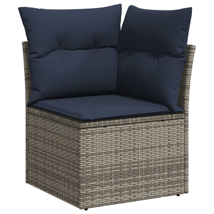 havesofasæt med 7 dele og hynder grå polyrattan