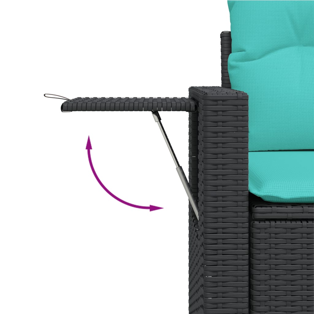 havesofasæt med 7 hynder sort polyrattan