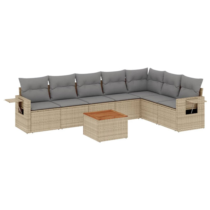 sofasæt til haven 8 dele med hynder polyrattan beige