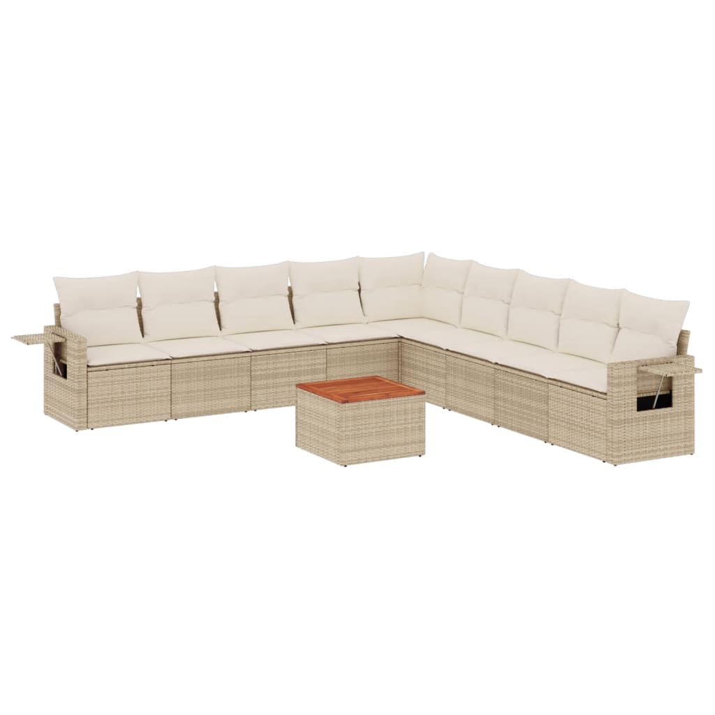 sofasæt til haven 10 dele med hynder polyrattan beige