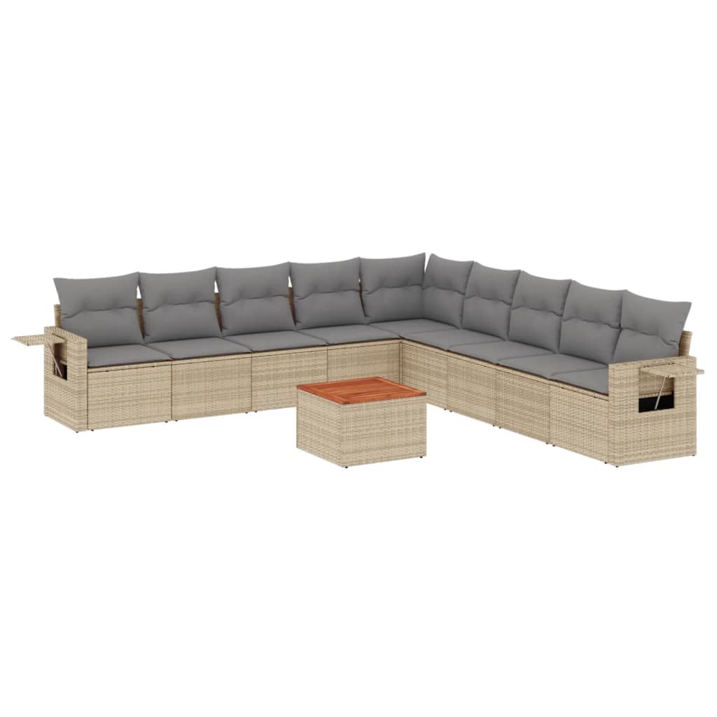 sofasæt til haven 10 dele med hynder polyrattan beige