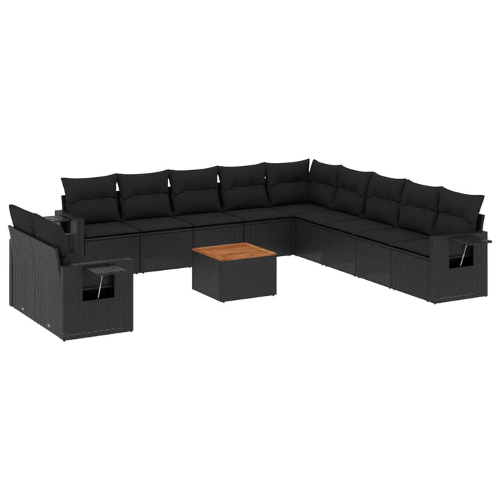 sofasæt til haven 12 dele med hynder polyrattan sort
