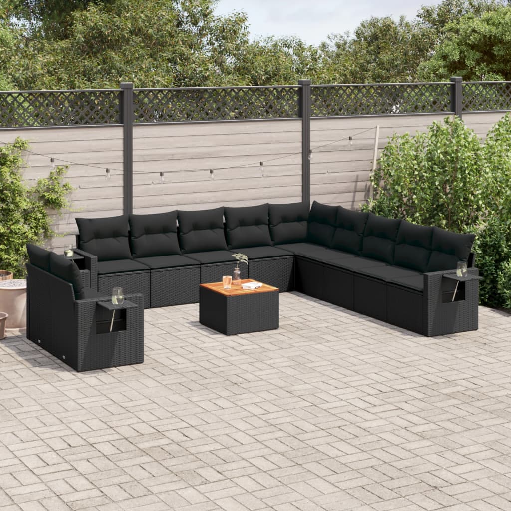 sofasæt til haven 12 dele med hynder polyrattan sort