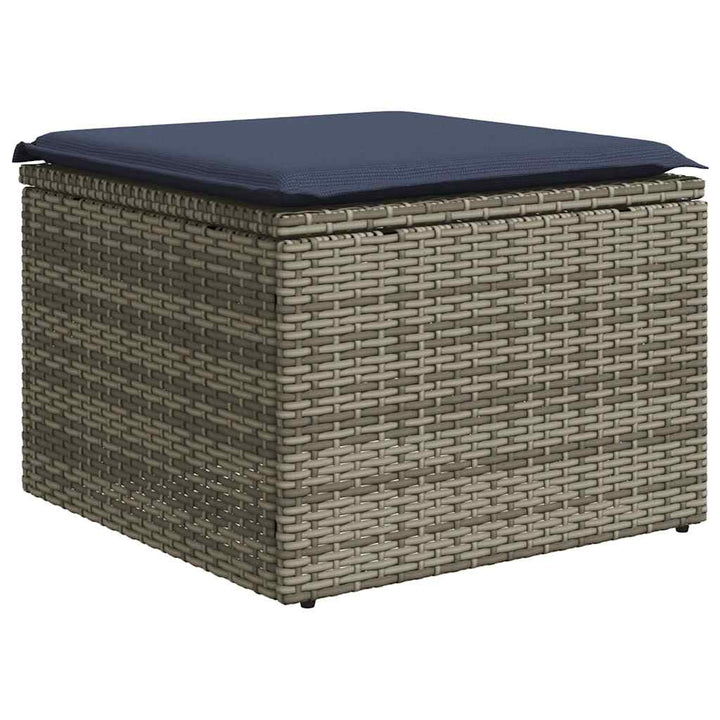 havesofasæt med 9 dele og hynder grå polyrattan