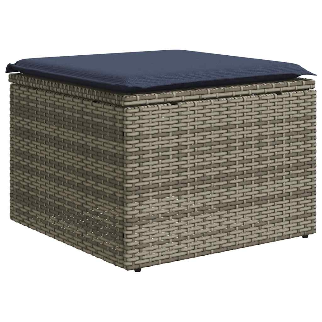 havesofasæt med 10 dele og hynder grå polyrattan