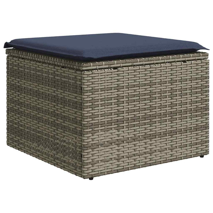 havesofasæt med 10 dele og hynder grå polyrattan