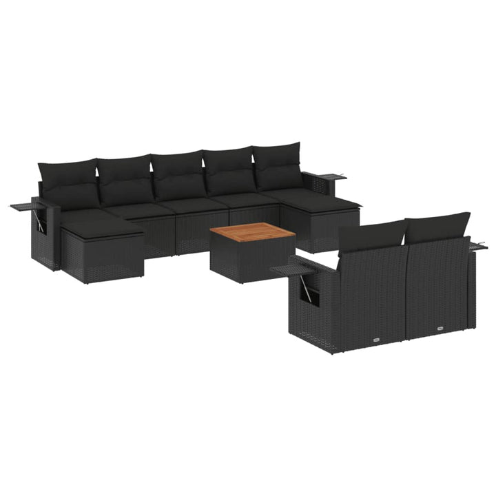 sofasæt til haven 10 dele med hynder polyrattan sort