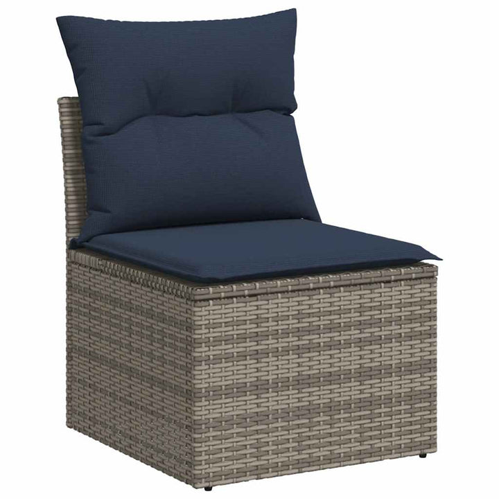 14-delt havesofasæt med hynder grå polyrattan