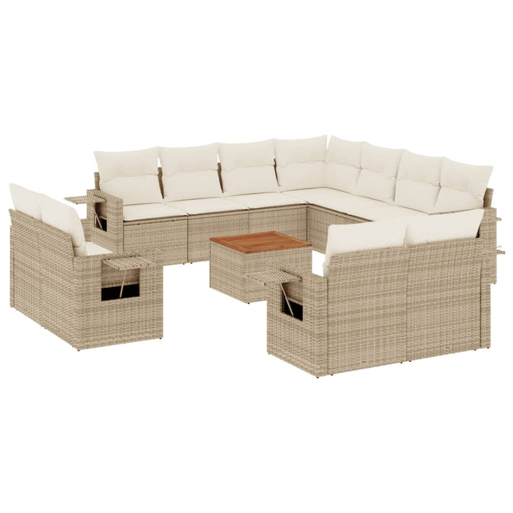 sofasæt til haven 12 dele med hynder polyrattan beige