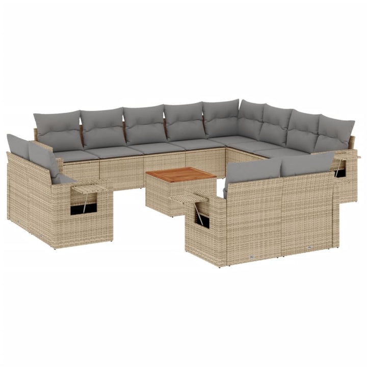 sofasæt til haven 13 dele med hynder polyrattan beige