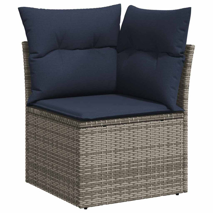 havesofasæt med 10 dele og hynder grå polyrattan
