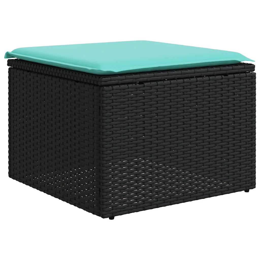 12-delt havesofasæt med hynder sort polyrattan