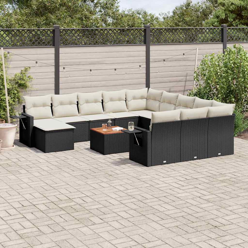 sofasæt til haven 13 dele med hynder polyrattan sort